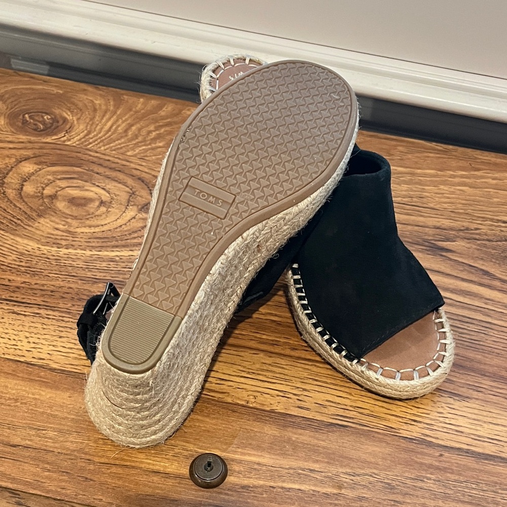 Toms Black Suede Wedge Monica - Picture 2 of 3